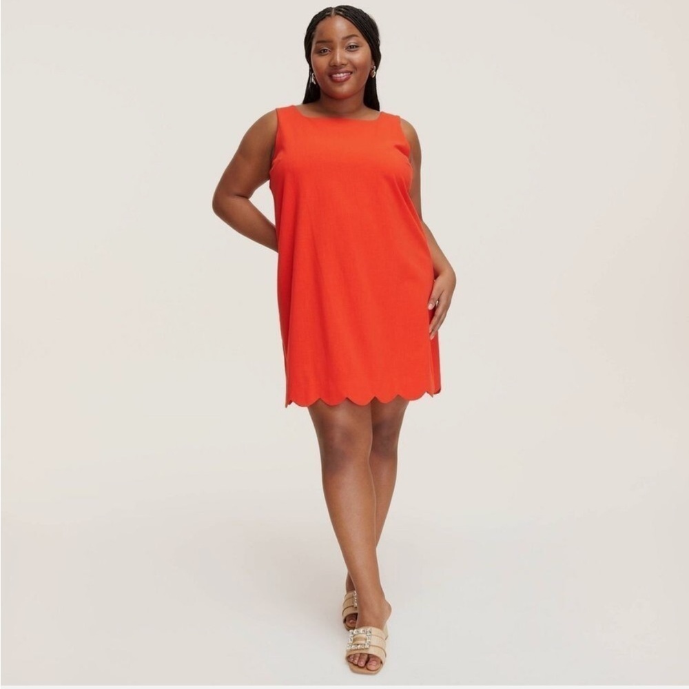 Kate Spade x Target Red/Orange Scalloped Mini Shift Dress Size Medium NWOT
